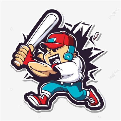 Cartoon Cartoon Baseball Player Is Swinging His Bat Clipart Vector Bat
