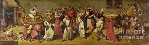 Battle Between Carnival And Lent C Painting By Hieronymus