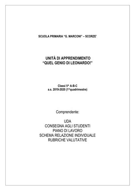 Pdf Unit Di Apprendimento Quel Genio Di Leonardo Quel Genio