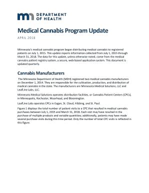 Fillable Online Medical Cannabis Program Update April Quarterly