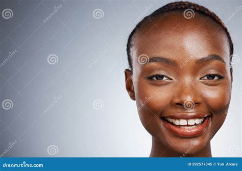 Portrait Of Happy Black Woman Beauty Or Mockup Space For Wellness In