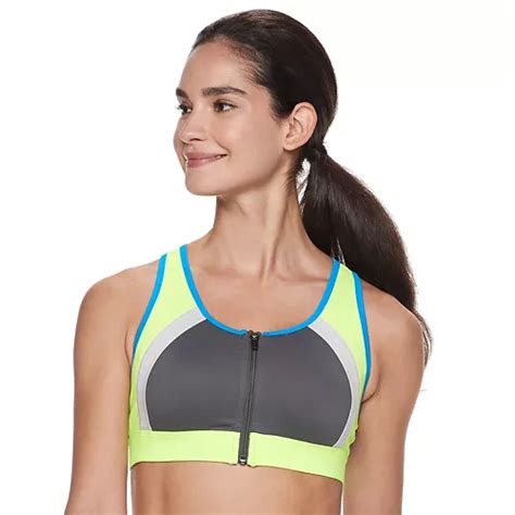 Womens Fila Sport® Pieced Zip Front Medium Impact Sports Bra