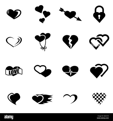 Vector Black Heart Icon Set Stock Vector Image And Art Alamy