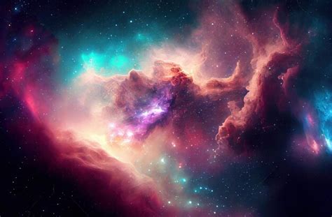 Una Nebulosa Colorida Con Una Nebulosa Morada Al Fondo Foto Premium