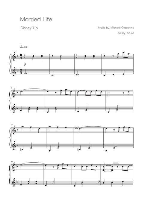 Up OST Married Life Sheets By Azure Piano