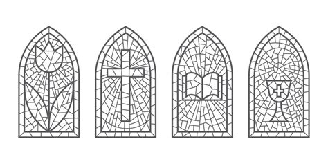 Church Glass Windows Stained Mosaic Catholic Vector Image