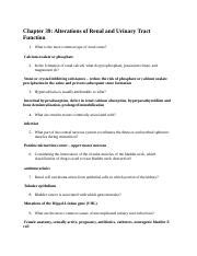 Renal Urologic Study Questions Docx Chapter 39 Alterations Of