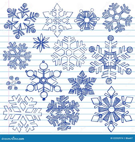 Winter Snowflakes Hand Drawn Sketchy Doodles Stock Images Image