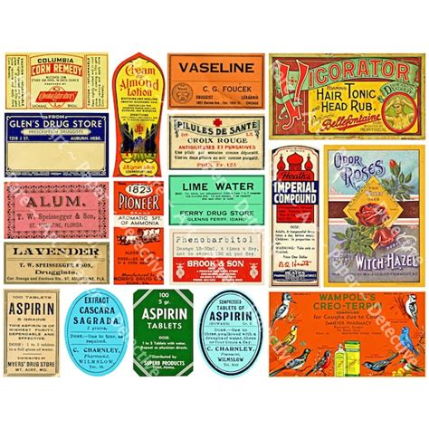 Old Fashioned Medicine Labels Etsy