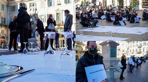 Coprifuoco A Torino Protesta Dei Ristoratori Con Piatti E Bicchieri