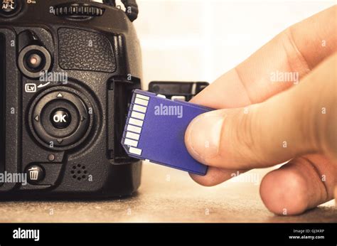 Insert Sd Card Camera Stock Photo Alamy