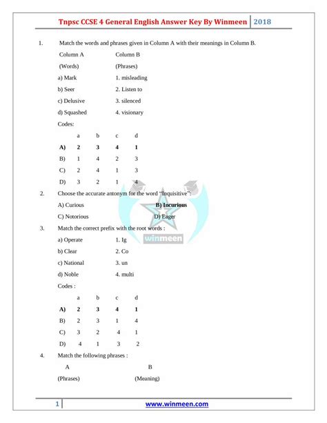 Pdf Tnpsc Ccse 4 General English Answer Key By · Tnpsc Ccse 4