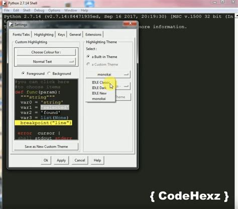 How to Get dark theme in Python IDLE[2.7] - { CodeHexz }