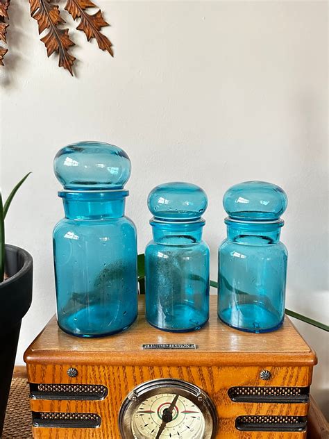 Belgium Bubble Blue Apothecary Jars Etsy