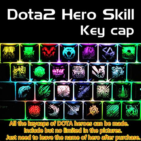 DOTA 2 Backlit Custom Keycaps Character Heroes Skill Ability Game Skill ...