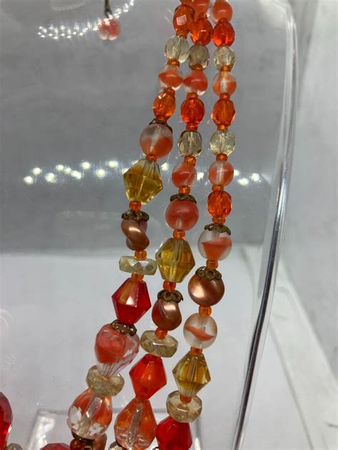 Stunning 1950s Triple Strand Givre Glass Graduated Gem