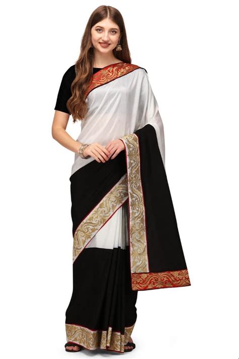 White And Black Party Wear Embroidery Dola Silk Saree 6 3 M With