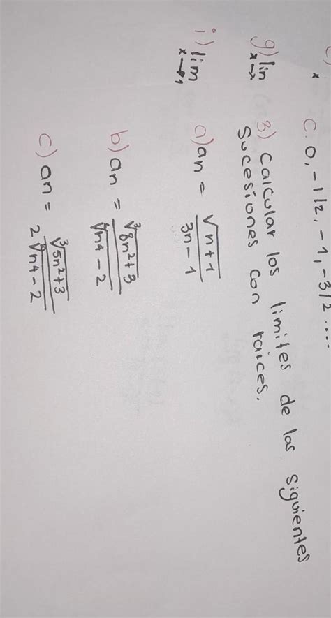 Calcula los límites de las siguientes sucesiones con raíces Brainly lat