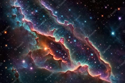 Premium Ai Image Colorful Gas Nebula Tiny Specs