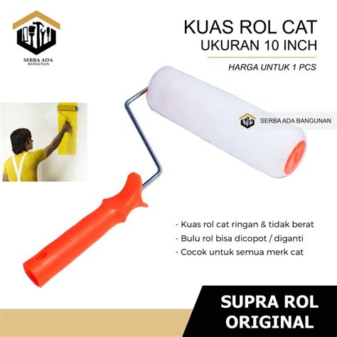 Kuas Roll Cat Copot SUPRA 10 Inch 25cm Cat Tembok Kuas Gagang Pvc