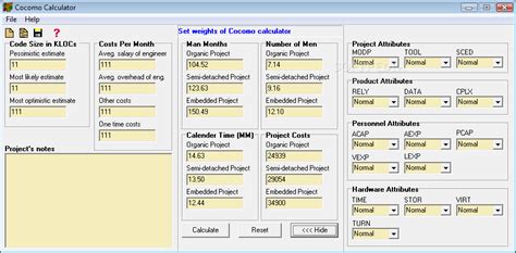 Cocomo Model Calculator Eventsloxa