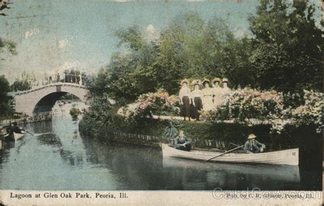 Lagoon at Glen Oak Park Peoria, IL Postcard