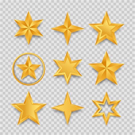 Premium Vector Set Of Realistic Golden Stars