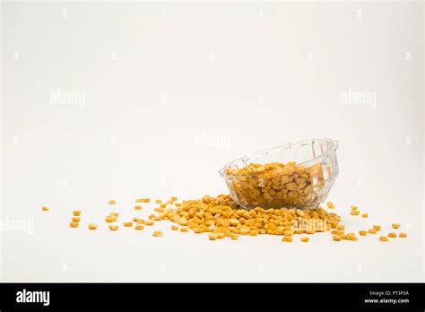 Yellow Split Peas Chana Dal Isolated On White Background Stock Photo