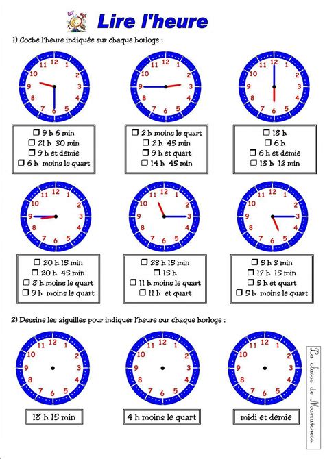 Lire L Heure Et L Heure Et Demie La Classe De Mamaicress Apprendre