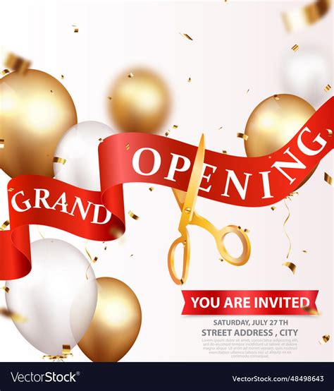 Grand opening invitations card design with gold Vector Image