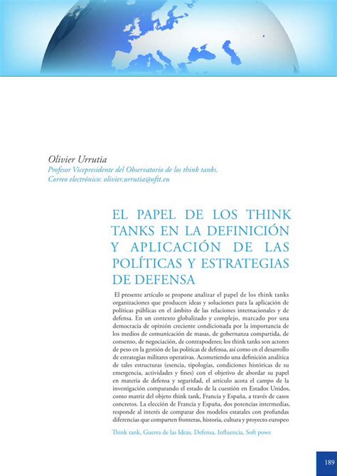 PDF EL PAPEL DE LOS THINK TANKS EN LA DEFINICIÓN Y DOKUMEN TIPS