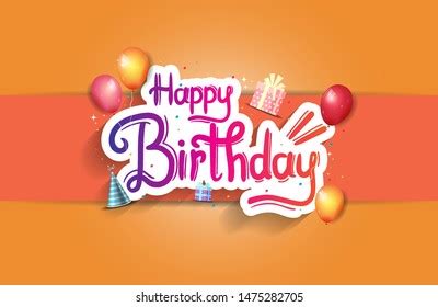 Happy Birthday Bengali Hand Drawing Text Stock Vector Royalty Free