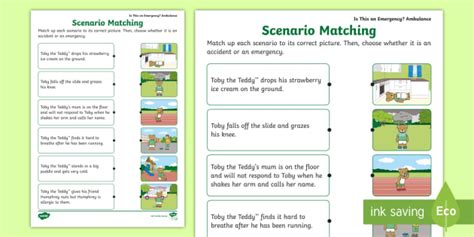 Free Scenario Word And Picture Matching Worksheet To Support Teaching On Is