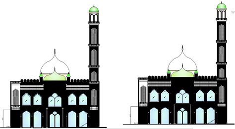 D Design Of Masjid Elevation In Autocad Drawing Cad File Dwg File