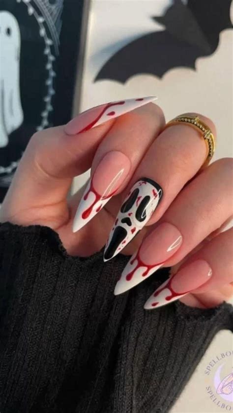 Halloween Ghostface Scream Nail Art Designs In Halloween Nails