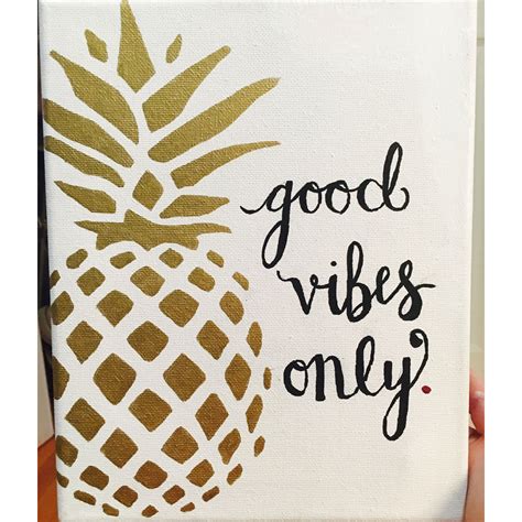 Good Vibes Only Pineapple Canvas Canvas Painting Diy Dorm Art Diy