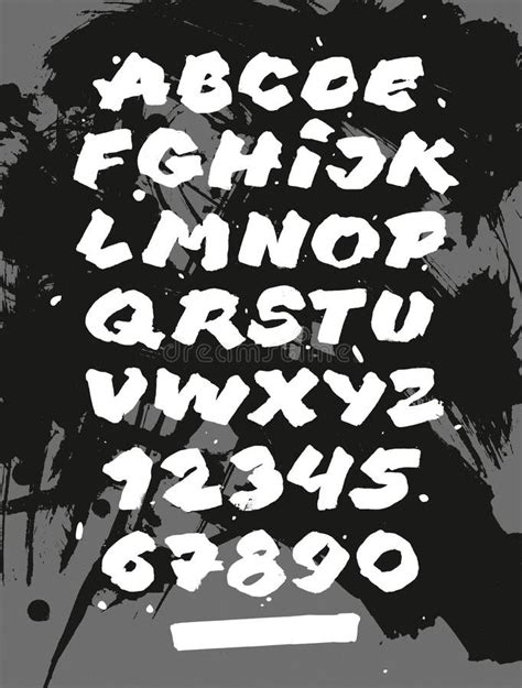 Grungy Calligraphy Hand Lettering Ink Brush Font Vector Alphabet Stock