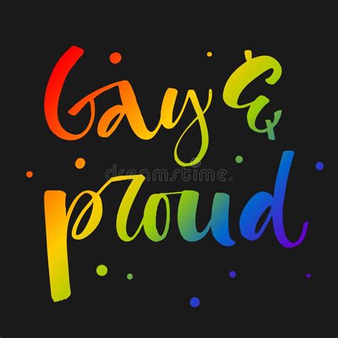 Be Proud Of Who You Are Gay Pride Rainbow Colors Modern Calligraphy Text Quote On Dark