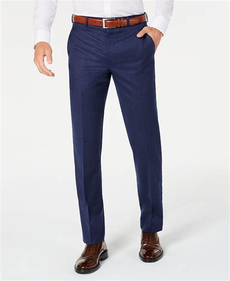 Lauren Ralph Lauren Mens Classic Fit Ultraflex Stretch Blue Solid Suit Pants Macys