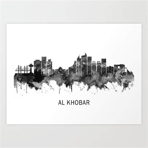 Al Khobar Saudi Arabia Skyline BW Art Print by NextWay Art | Society6