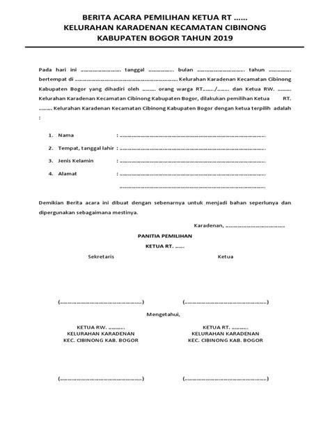 Berita Acara Pemilihan Ketua Rt Pdf