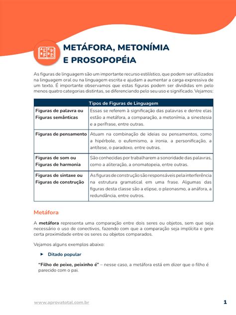 Metonímia Figura De Linguagem Exemplos - Figuras de Linguagem: Metáfora e Metonímia | PDF | Metáfora