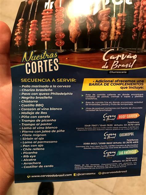 Carta del restaurante Carvao do Brasil Las Américas Churrascaria Ecatepec