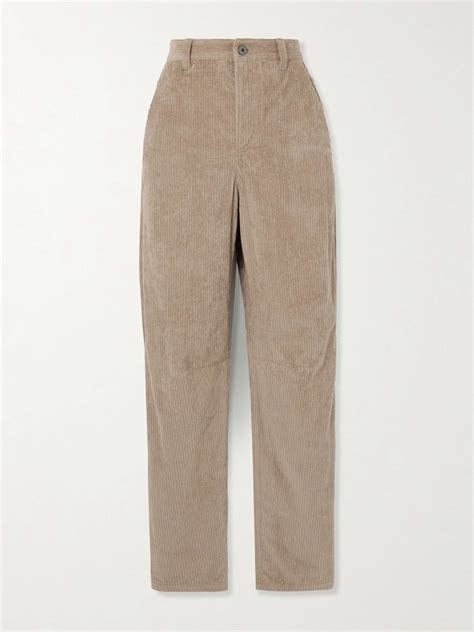 Brunello Cucinelli Striped Cotton Blend Corduroy Straight Leg Pants