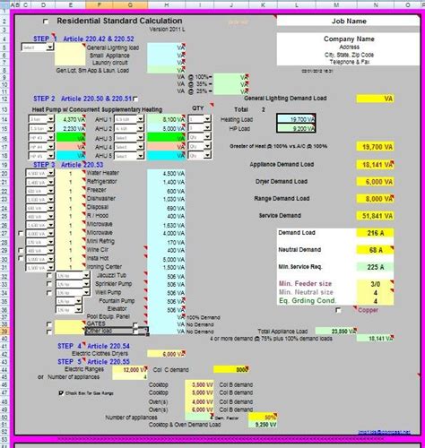 Nec 220 Load Calculation Worksheet