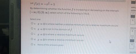 Solved Let Fx−x325 By Determining Whether The Function F