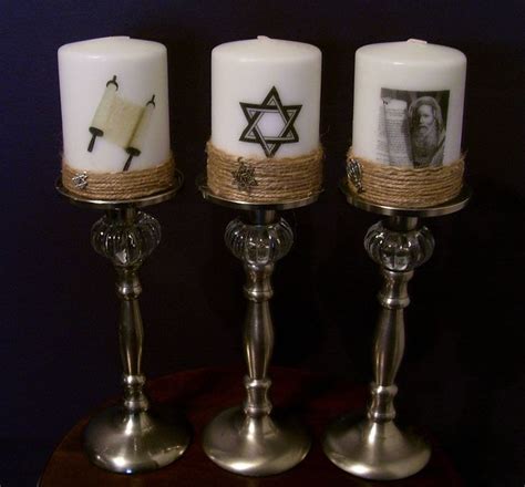 One Jewish Pillar Candle Shabbat Moses Moshe Torah Judaic 4 | Etsy ...