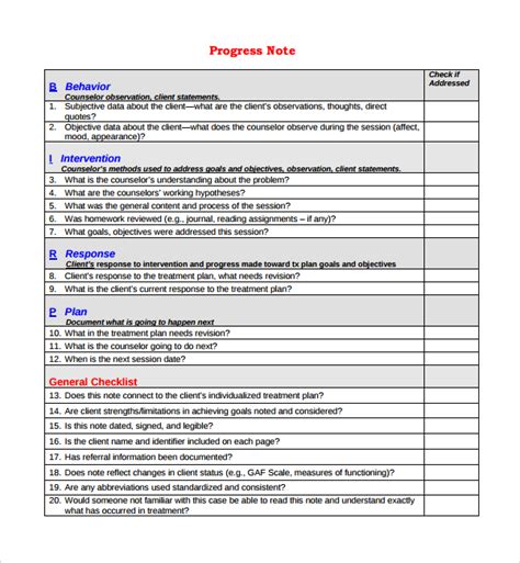 FREE 9 Sample Progress Note Templates In PDF MS Word