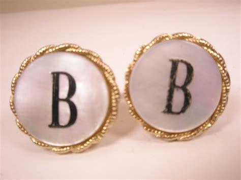 B Monogram Initial Letter Font Name Vintage SHIELDS Cuff Links Tie Bar