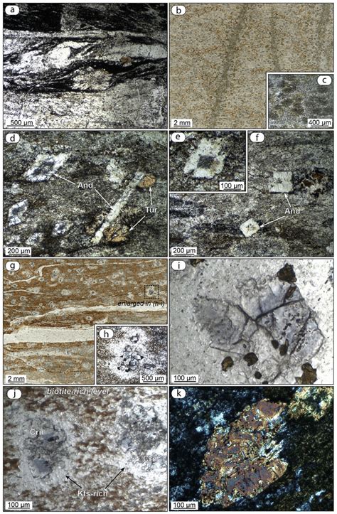 Micrographs of the pelitic and semipelitic rocks affected by contact ...